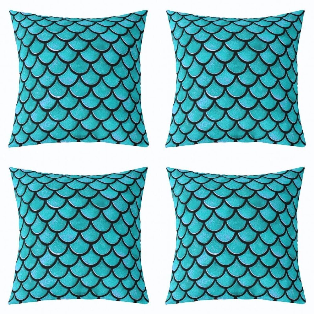 4810 Mermaid Scales Throw Pillow Covers Set of 4 Fish Scales Print Cushion